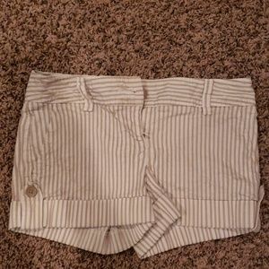 Express design studios cream and tan striped short